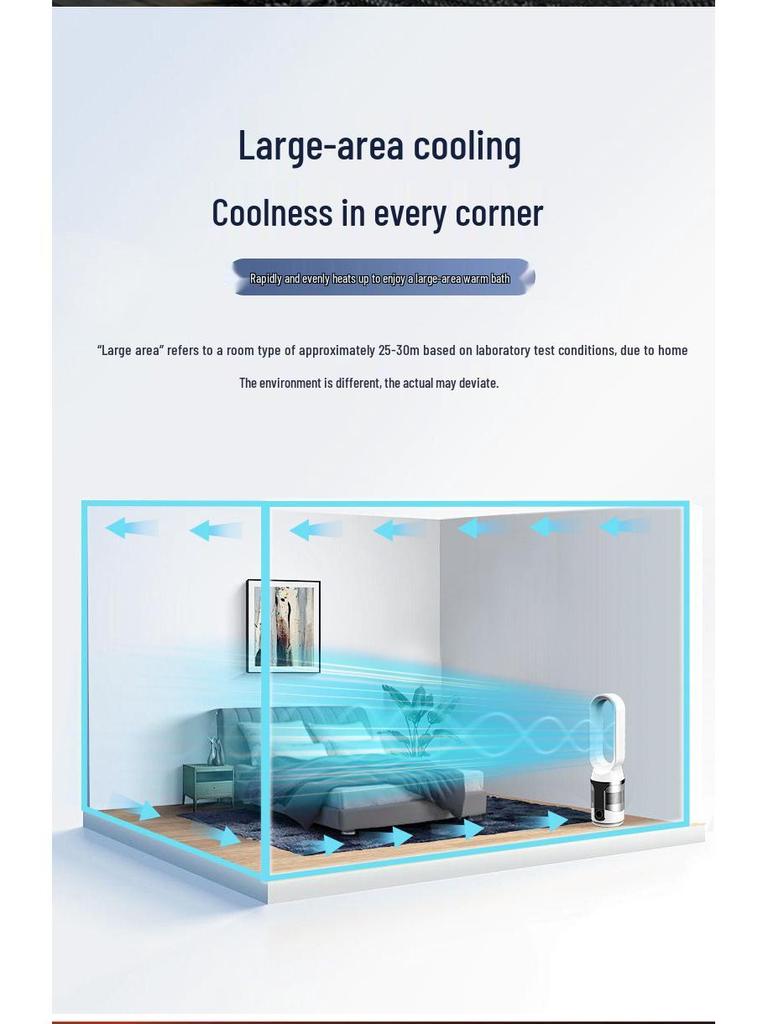 Bladeless Silent Ion Air Purifying Fan with Remote - Dual-Use for Hot & Cold