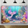 Underwater Ocean Mermaid Tail Theme Party Decoration Background Mermaid Coral Castle Birthday Decoration Photography Background