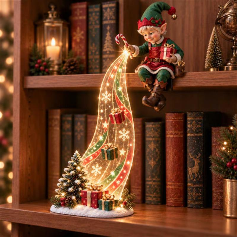 Bookshelf Edge Lighting – Christmas Decor LED Strip Lights for Shelves, Warm White Holiday Accent Lamp