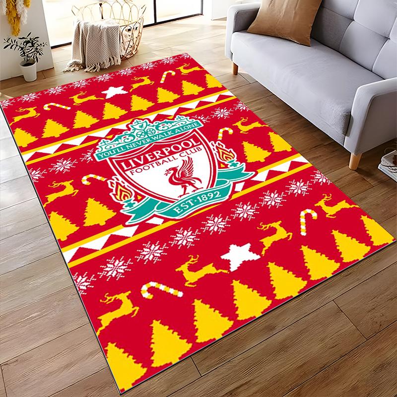 Christmas-Themed Liverpool Football Club Logo Carpet Red Vintage Suitable for use as an anti-slip for living room bedroom sofas