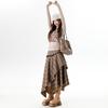 Women's Irregular Plaid Tassel A-line Skirt with Embroidery - High Waist, Slimming Fit, Mid-length for Autumn/Winter
