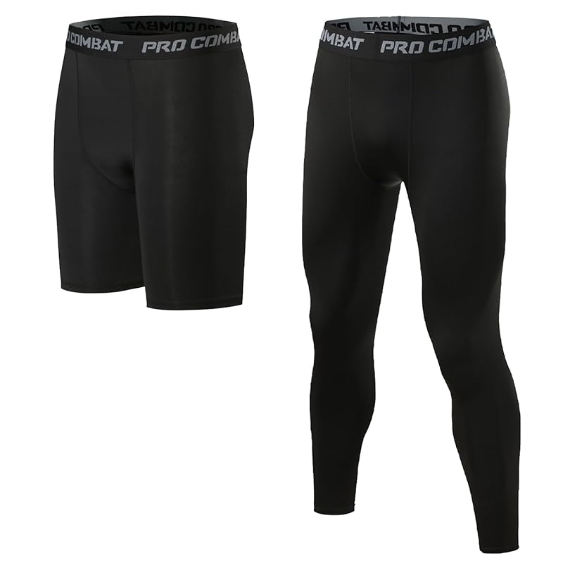 

[Tersila] sports tights men s power stretch long underwear 5 minutes/9 minutes length sports short tights 2 disc set compression [UV cut + Sweat