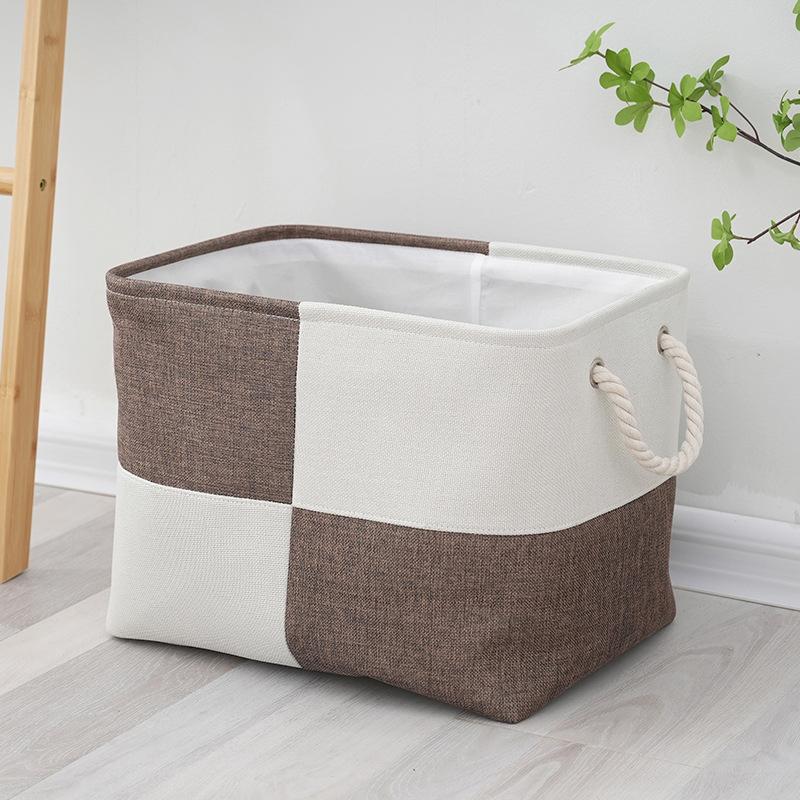 

M-40x30x30CM Sundries Sorting Basket Linen Folding Storage Box Home Supplies Organizer for Socks Underwear Baby Toys кавовий