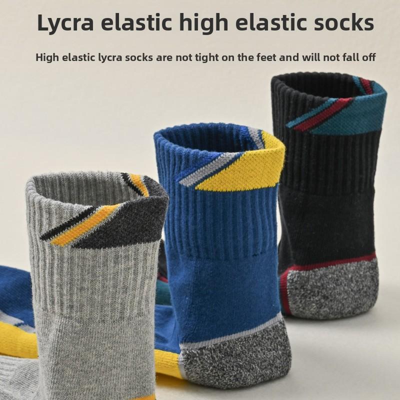 5 Pairs of Men's Autumn and Winter Match Color Thick Towel Bottom Sports Sweat Absorption Deodorizing Stockings
