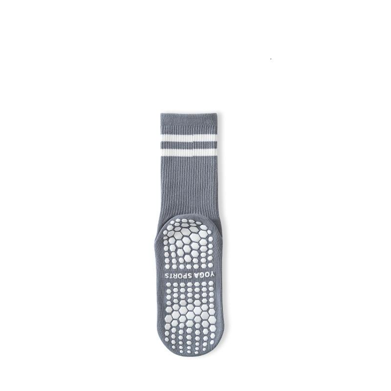Macaron Striped Simple Cotton Mid-calf Women Yoga Socks Bottom Silicone Non-slip Sports Socks Indoor Dance Fitness Pilates Socks