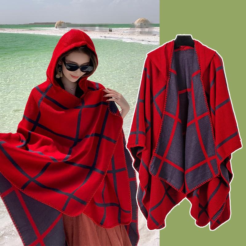Yunnan Dali Ethnic Style Women's Warm Hooded Scarf Cloak