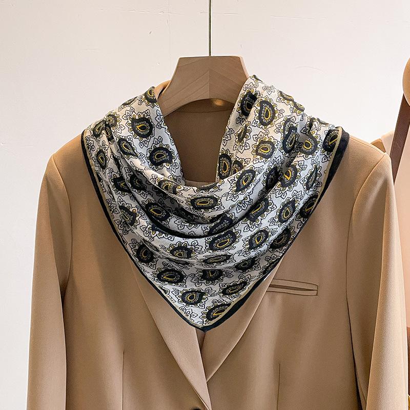 Orange Cashew Flower Cotton and Linen Hair Scarf  Small Square Scarf  Women's Thin Scarf  Linen Headscarf  Versatile Shirt