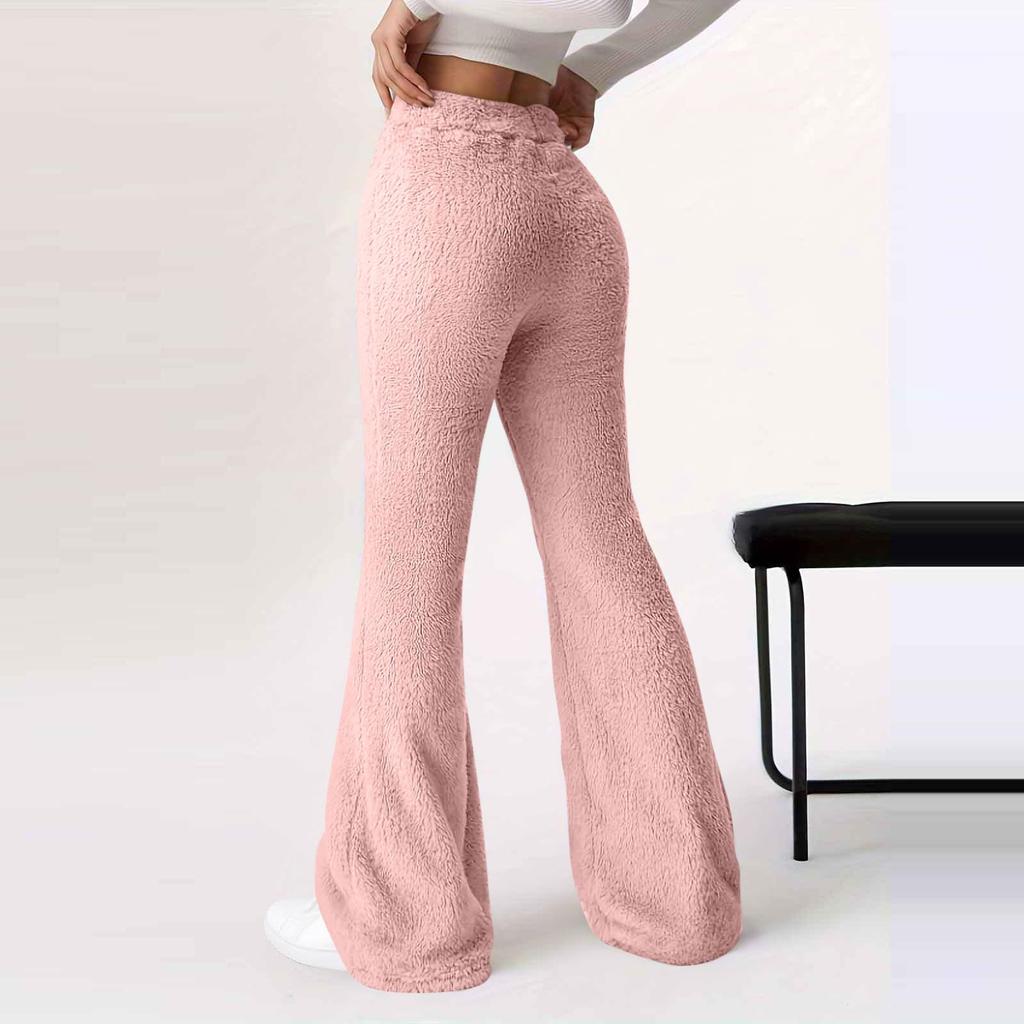 2025 Women's Wide-Leg Warm Plush Elastic Waist Pants
