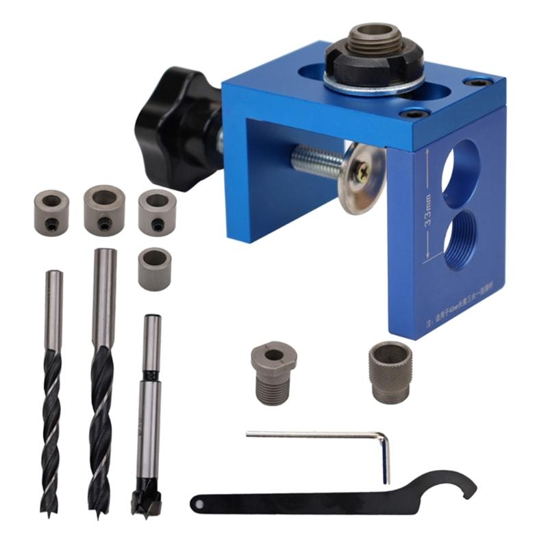 

3 In 1 Dowel Jig Set,8/10/15mm Drill Template Dowel Hole Guide for Woodworking Straight Holes,Adjustable Doweling Jig 1