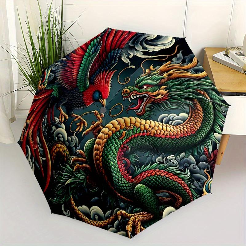 1pc Mythical Creatures Artwork Automatic Open/close Folding Umbrella, Compact Portable Travel Umbrella, Perfect Birthday/Christmas, Cute Umb