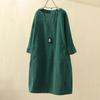 Abito Casual Retro in Velluto a Coste Autunno & Inverno Taglie Forti per Donna