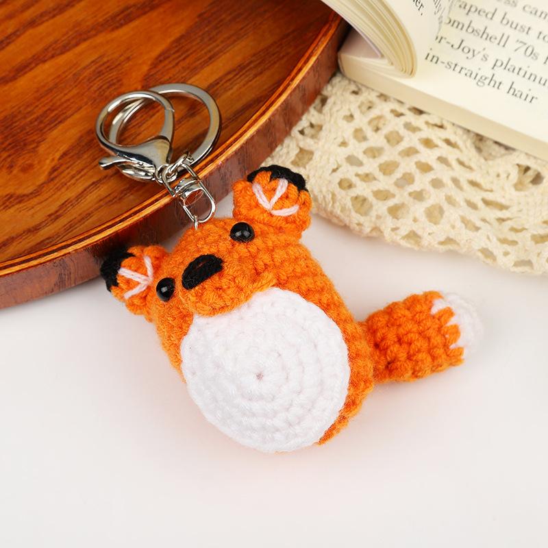 Creative Animals Keychain Hand Knitted Small Pendant Room Decor Handmade Wool Knitted Rabbit Sheep Keychain Christmas Gifts