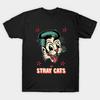 Ανδρικό Μαύρο T-shirt με Εκτύπωση The Stray Cats Εκτύπωση με Χαρτί Μεταφοράς Χωρίς Κόψιμο Βαμβακερό T-shirt