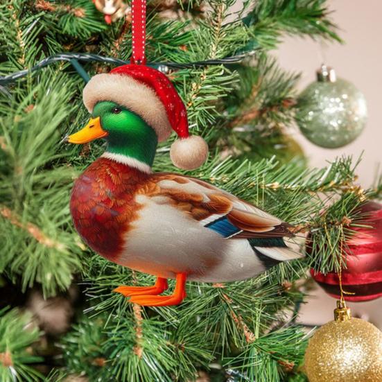 Vánoční ozdoby Kreslený zvířecí vzor Dekorace vánočního stromku 2D Plochý šnek/Moucha/Kachna Akrylová přívěsek na okno Zeď Strom Dekor