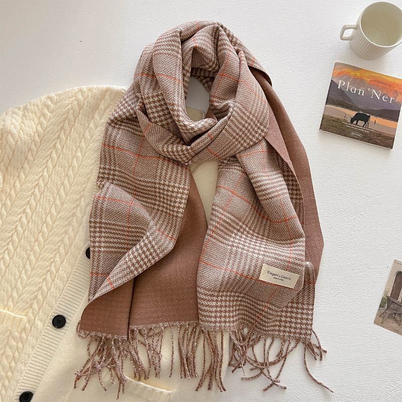 Autumn and Winter New Fashion Plaid Scarf Men and Women Versatile Warm Shawl Versatile Thickened Couple Scarf
