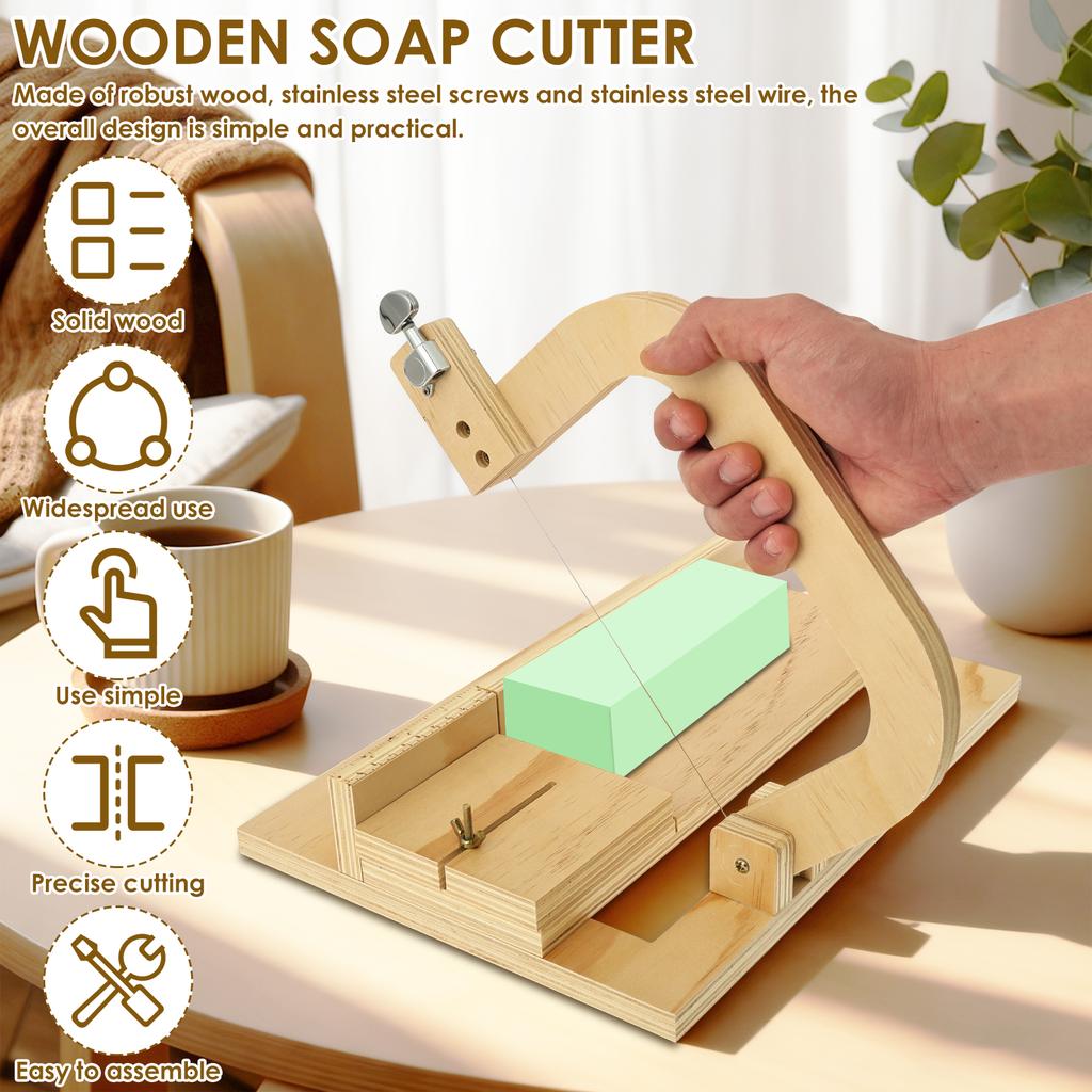 Wooden Soap Cutter Multi-functional Soap Cutting Tools Adjustable Cheese Cake Butter Slicer with Screwdriver for Handmade Soaps