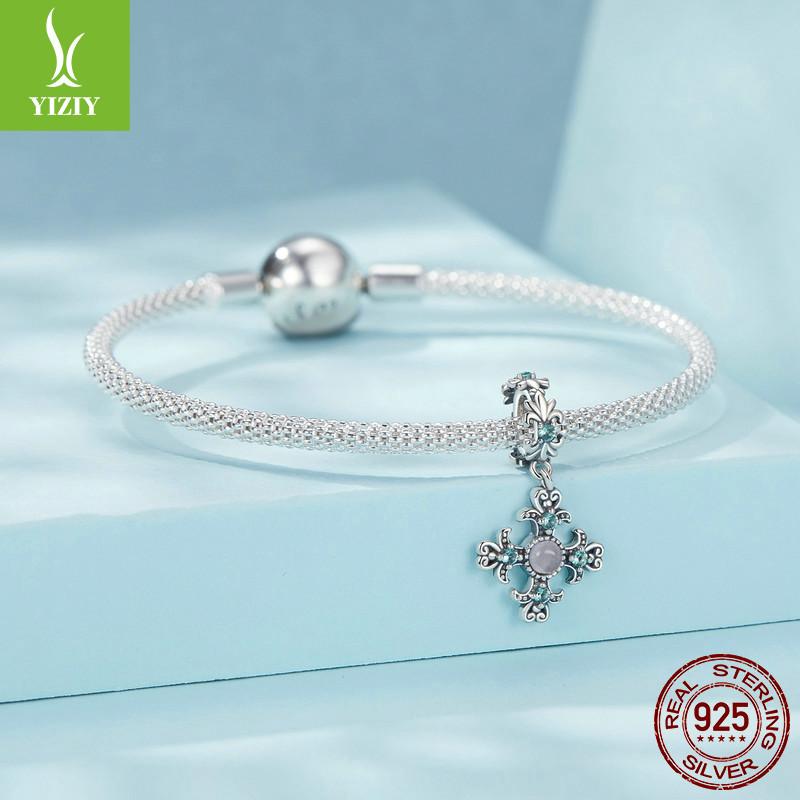 Vintage Iris Cross Diy Pendant, Classic Design S925 Sterling Silver Temperament Beaded Accessories