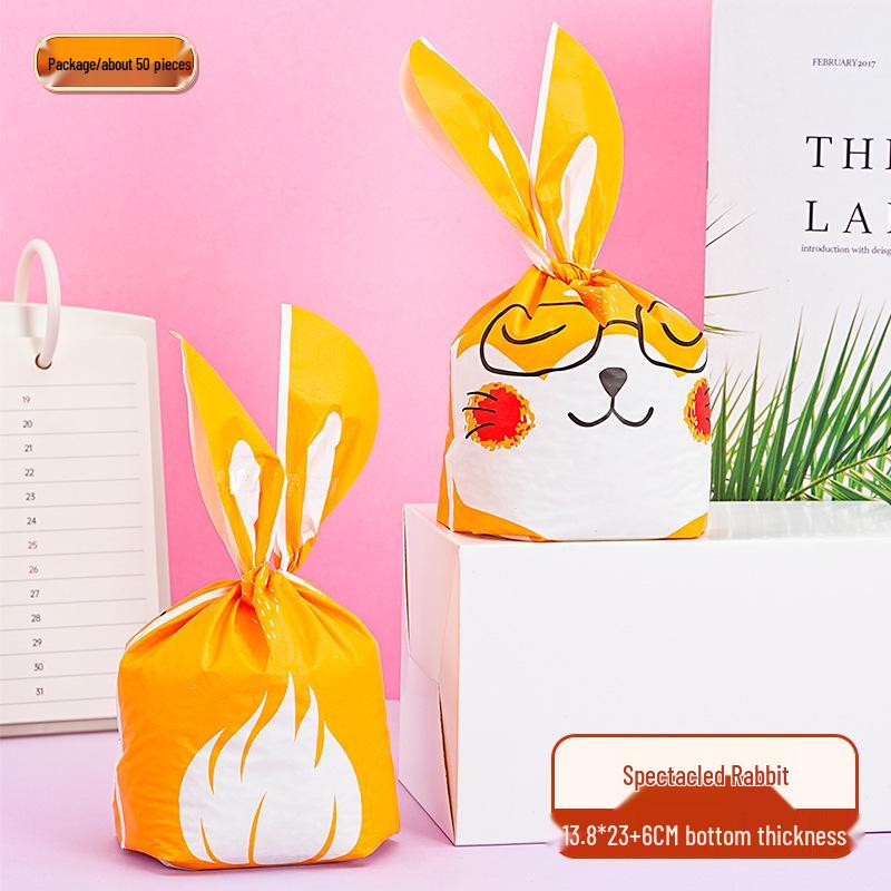 2025 Cartoon Rabbit Ear Plastic Bags for Snacks & Baking - Gift Set of 50