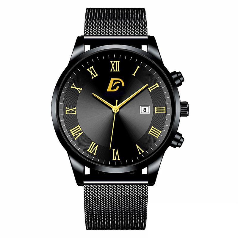 

Высококачественные модные мужские часы, роскошные кварцевые часы с календарем из нержавеющей стали, мужские деловые часы для отдыха Figure 4