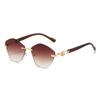 Rimless Polygon Sunglasses Women  New Chic Vintage Gradient Multi-color Casual Shades Trendy Brand Design Sun Glasses