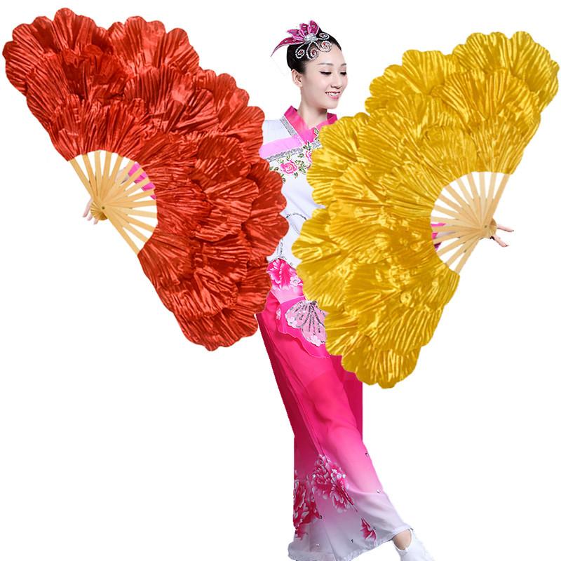 Chinesischer Tanzfächer Pfingstrosenblatt Tanzfächer Bühnenperformance Requisiten Doppelseitiger Yangko Tanz Faltfächer Party Dekoration