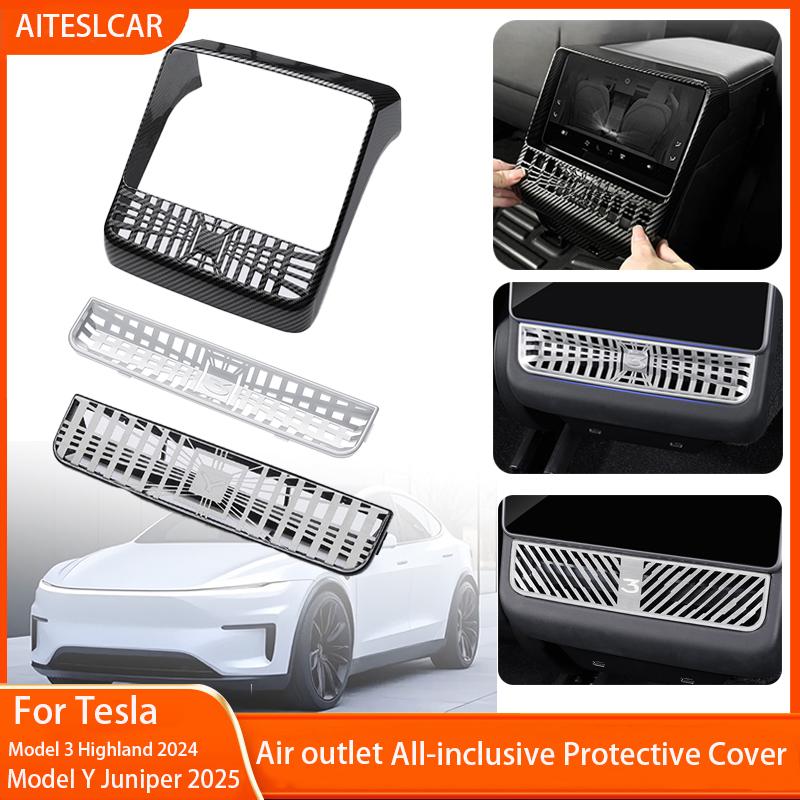For Tesla Model 3/Y Highland Juniper 2025 Rear Center Console Air Outlet Cover Vent Outlet Dust Cover Car Styling Accessories