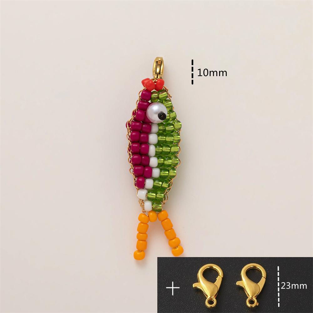 Cute Handmade Bead Fish Backpack Bag Zipper Pendant Hanging Decoration Girls Student Keychain Hangings DIY Accessories Ornaments