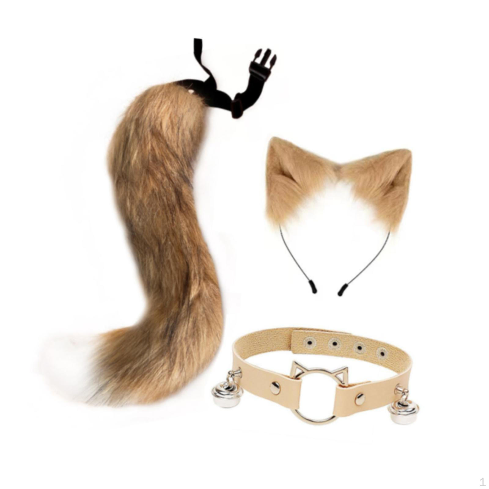 

Cosplay Costume Ears Tail Headband Set for Adults And Kids Features Soft Comfortable Material коричневый