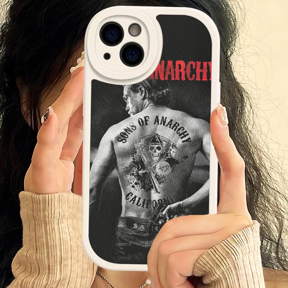 

Crime Sons Of Anarchy TV Leather Phone Case For IPhone 16 15 14 13 12 11 Pro Max Plus Shockproof Cover iphone 13