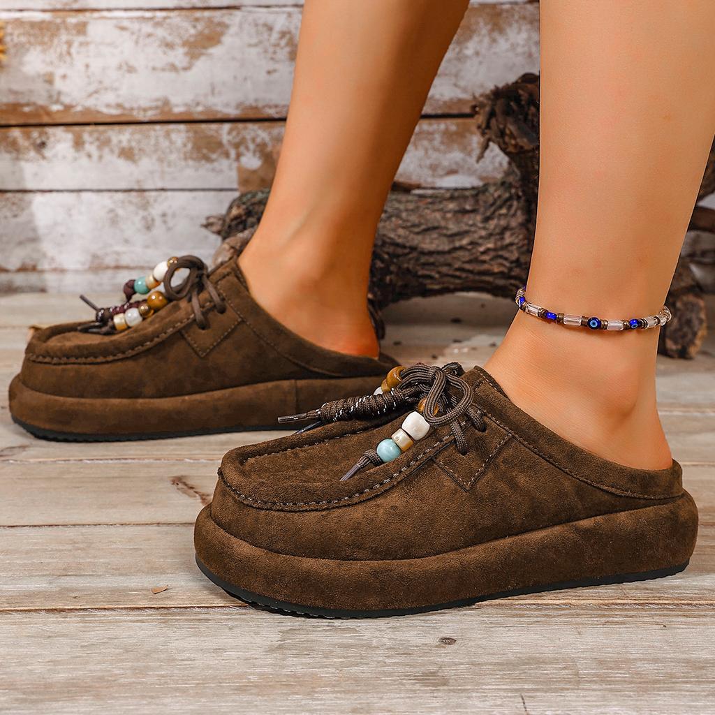 Women Sneakers Outdoor Leisure Vacation Shoes Designer Flat Spring Sneakers Women Closed Toe Thick Soled Half Slippers Women