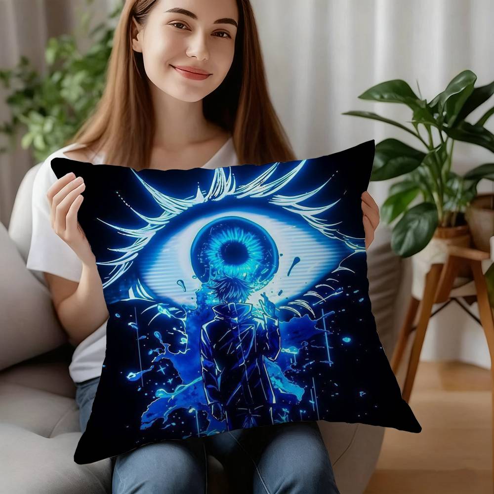 J-Jujutsu Kaisen Gojo Satoru Pillow Case Short Plush Sofa Decorative Gift Home Double-sided Printing Cushion
