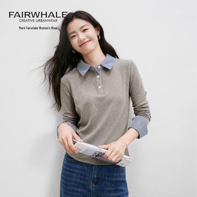Mark Fairwhale Damen 2025 Faux Zweiteiliges Karomuster Polo Strickoberteil