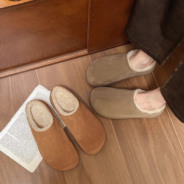 Mao Mao Shoes Velvet New Winter One-pedal Bag Head Shoes Thick Sole Cold-proof Warm Cotton Slippers
