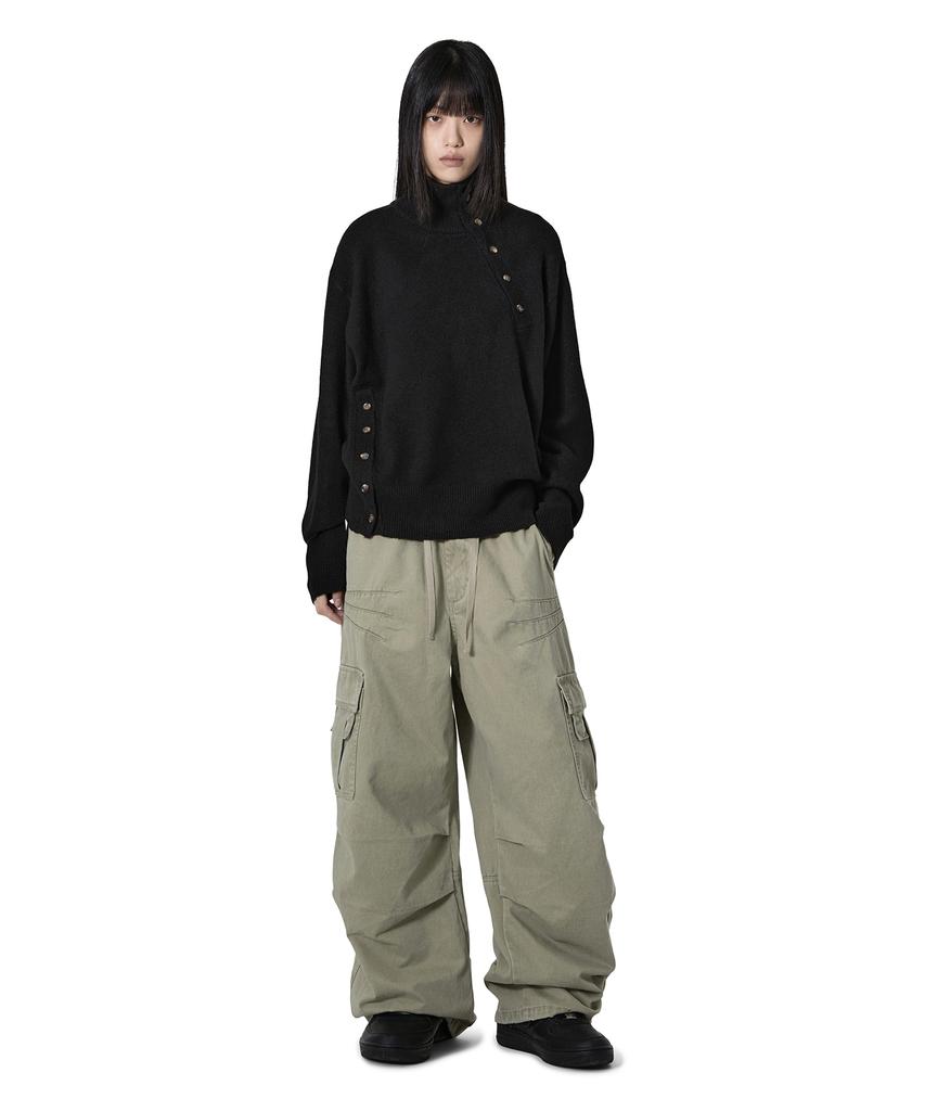 OPENYARD(OY) Offset Neck Knit - Black