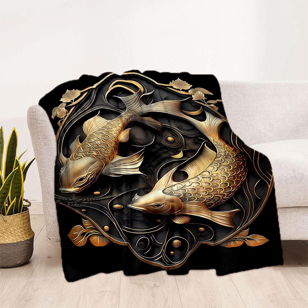 Fish Art Blanket Warmthful Decor Perfect for Office Chair Bed Sofa for All Occasions Modern Style Ideal Gift For Birthday Valentine'S Day