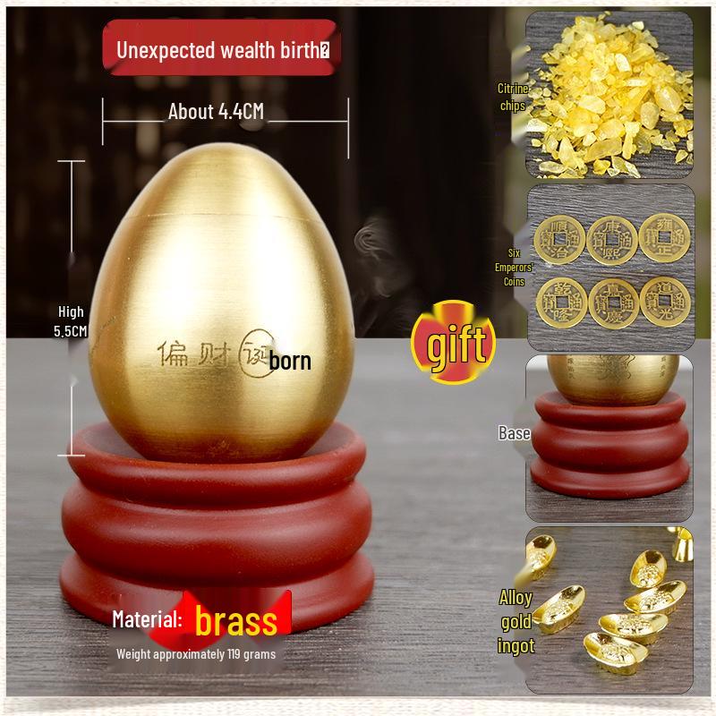 Полностью медное яйцо фэн-шуй на удачу: Кристальное золотое яйцо, привлекающее богатство