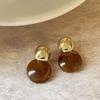 Pendant Vintage Women's Earrings Fashion Jewelry Amber Ear Stud Amber Color Earrings  Women