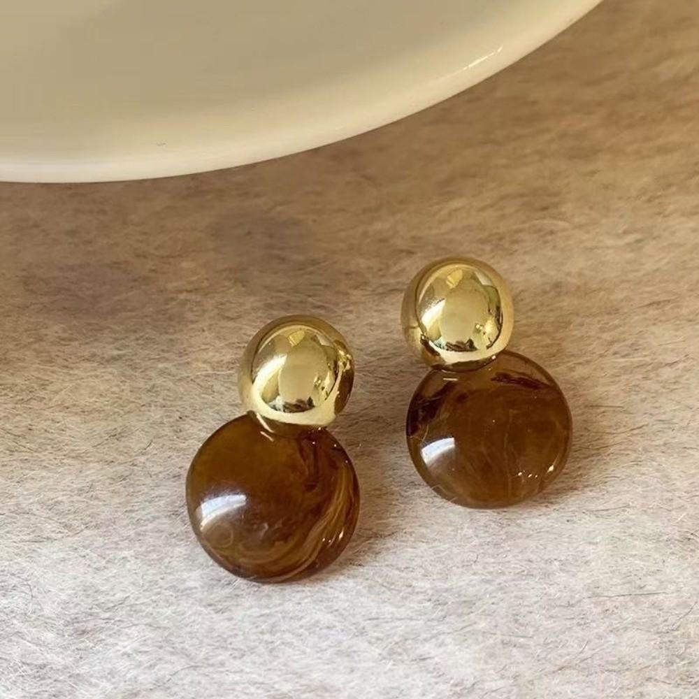 Pendant Vintage Women's Earrings Fashion Jewelry Amber Ear Stud Amber Color Earrings  Women