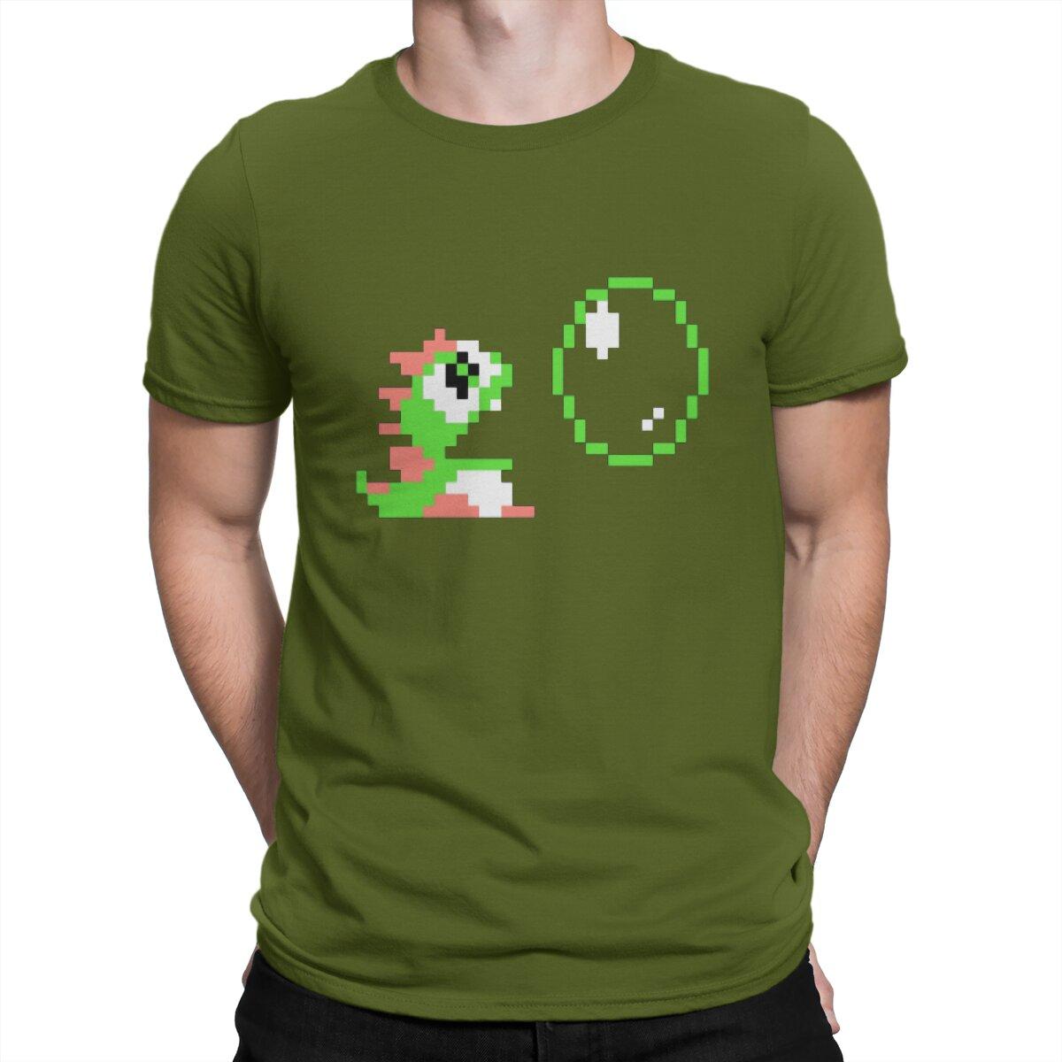 

Popular Action Games Men s T Shirt Bubble Bobble Awesome Tee Shirt Short Sleeve Round Collar T-Shirts Cotton Summer Clothing 3XL