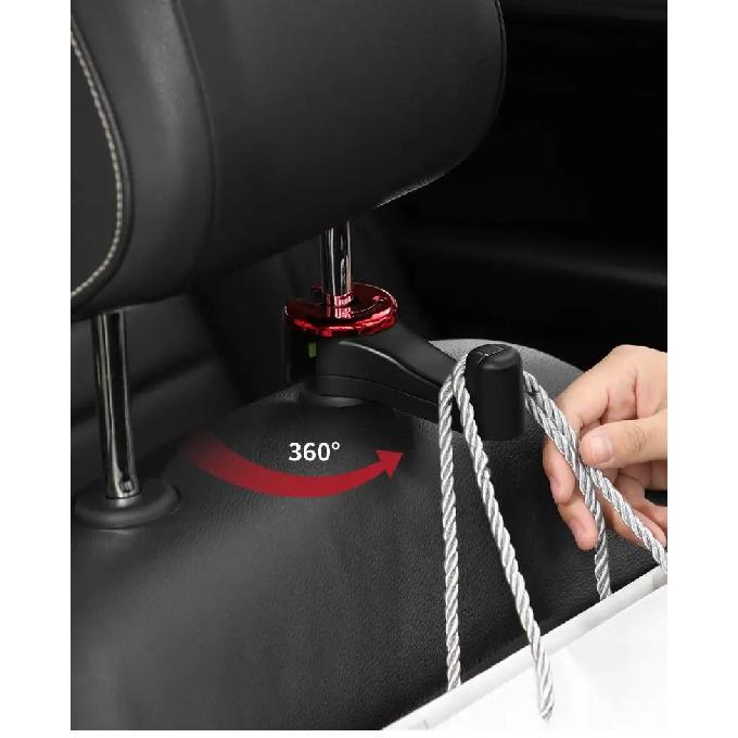 Car seat hook with phone holder, multifunctional and hidden 2-in-1 car seat hook with phone holder, universal rear headrest hook