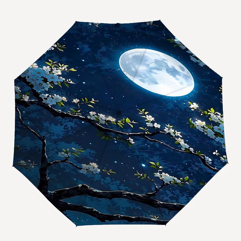 

1pc night, moonlight umbrella with 8 iron ribs and a plastic handle, automatic opening and closing, portable and foldable1025