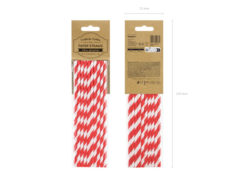 Partydeco Slomki Papierowe Czerwony 195Cm 1 Op 10 Szt
