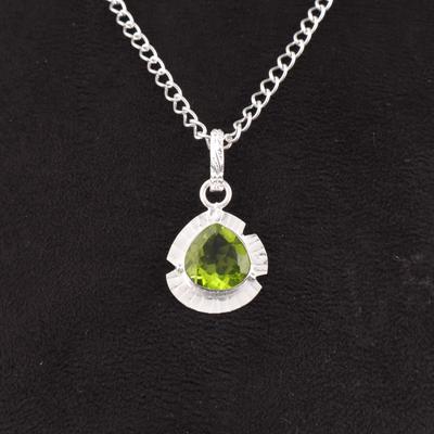 August Peridot Edelstein Sterling Silber Freundschaftstag Hochzeit Ehefrau Geschenk Anhänger PP-8-5