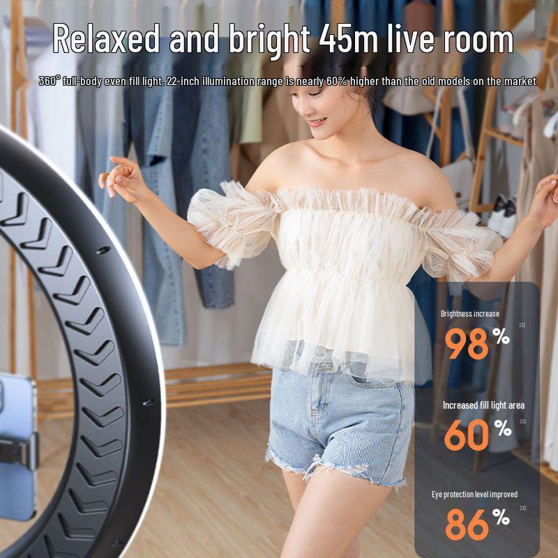 22-inch Mobile Phone Stand with Fill Light for Live Streaming & Photography