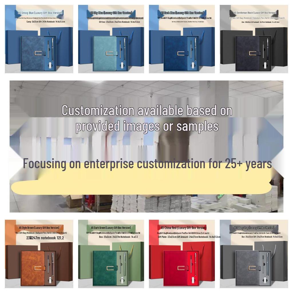 Custom Logo A5/B5 Leather Notebook Gift Set for Office Meetings
