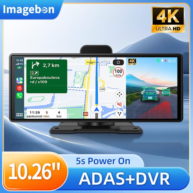 High Quality 10.26" Imagebon H9 Pro 4K Car DVR Dash Camera Wireless Carplay & Android Auto ADAS 5G Wifi Gps Navigation Rearview