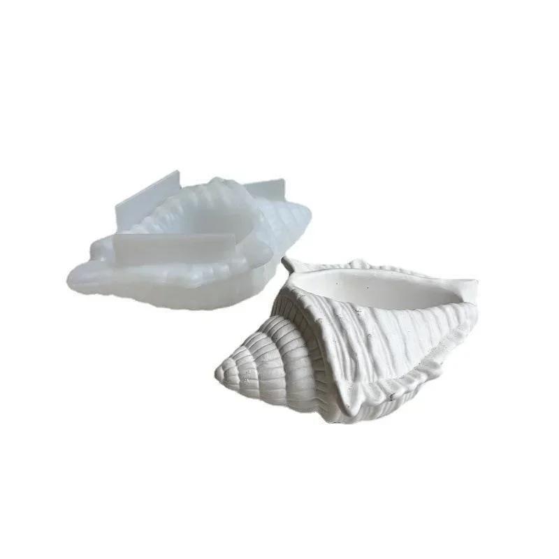 Creative Shape Handmade Molds Conch Potted Flower Pot Mould Succulent Flower Pot Mold Gypsum Plaster Resin Concrete Molds