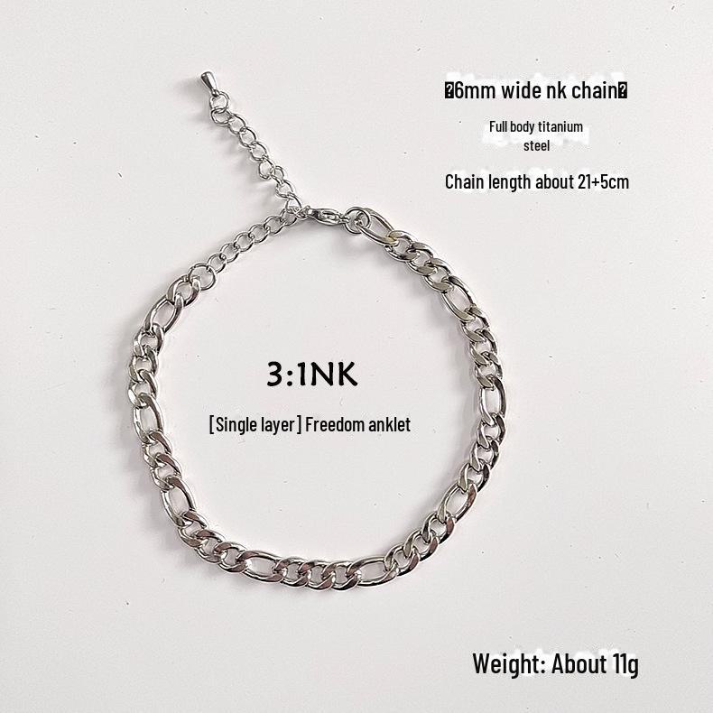 

Корейский браслет на ногу из титановой стали в стиле Харадзюку: Стиль хип-хоп, не выцветает, модный мужской аксессуар