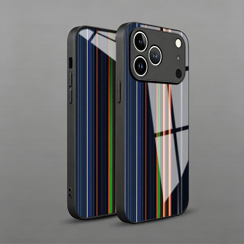 Colorful Vertical Bar Tempered Glass Phone Case for iPhone 17 Pro Max 13 12 11 Pro 16 15 14 Plus X XS XR 7 8 SE2 16E 17Air Cover