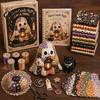 DIY Nähset für Anfänger Halloween Geist Patchwork-Set, Süßes Puppen-Set mit vorgeschnittenen gruseligen Projektstoffen, Herbst-Feiertags-Bastel-Handarbeit